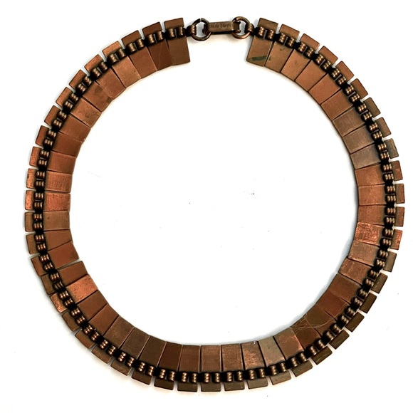 MCM Mid Century Vintage Solid Copper Choker 15 1/2” Necklace - Picture 4 of 6